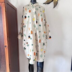 Monki oversized abstract Button-Up Tunic Dress